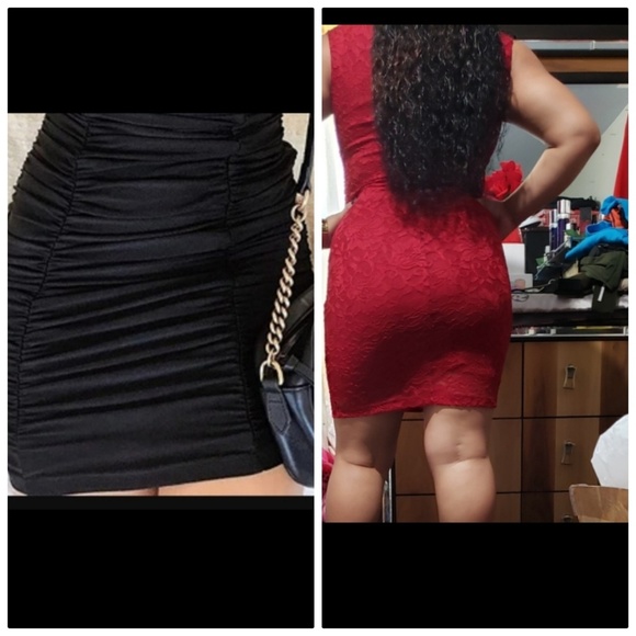 Fashion Nova Dresses & Skirts - two piece dress black ruched and red lace  dress